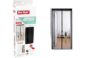 A2ZWORLD Magnetyczna moskitiera na drzwi lub okna z przyklejanymi rzepami, moskitiera przeciw owadom, łatwa instalacja (120 x 220 cm, czarna).