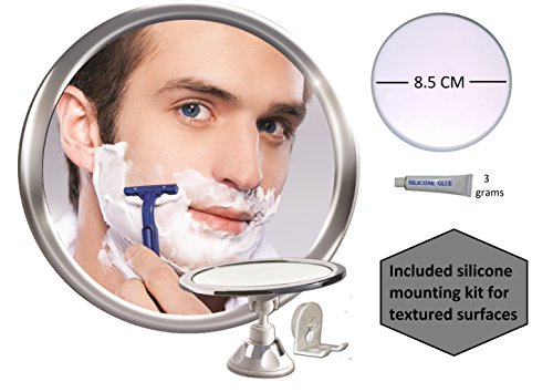 3X Magnification No Fog Shower Mirror With Rotating, Locking Suction ; With Bonus Separate Razor Holder | Guaranteed to Affix to Any Surface with Free Mounting Kit - 2