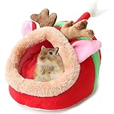 Kleine Animal Cute Höhle Bett Haus warm Plüsch Baumwolle Schlafsack Nest für Meerschweinchen Hamster Ratten Chihuahua Maus Chinchillas Igel (S, Rentier)