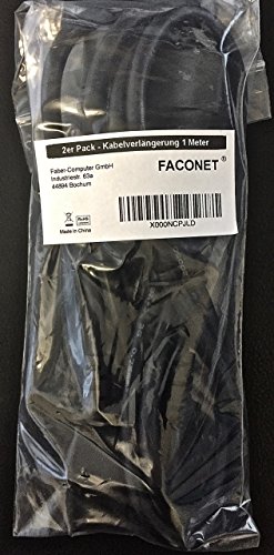 Kaltgeräteverlängerung 1.0M Faconet® Computer Netzanschluss-Verlängerung um 1.0 Meter (2 Stück 1.0m) - 2