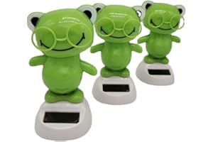 iSpchen 3 Stück Wackelfigur Frosch Puppe Solarfigur Armaturenbrett Ornament Solar Tanzfigur Spielzeug niedliche Tier Frosch Figuren Tanzende Figur für Auto Schreibtisch Home Office Dekoration