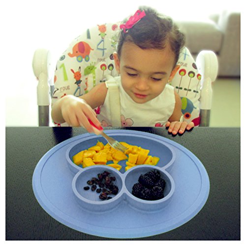 Nooni Care Baby Teller Schüssel Tischset mit Untergliederungen Rutschfest Haftbar, Klein Kinder Platzmatte aus Silikon, Perfekte für Baby Entwöhnung, Einfach Abwaschbar, Auch Für Unterwegs - 3