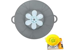 Gehanico Silicone Anti-Spill Pot Lid Spill Stopper Lid Multi-Function Kitchen Tool Home Kitchen Dust-Proof And Splash-Proof Boiling Silicone Cap Sub-Flower Type Anti-Spill Pot Lid (Grey)