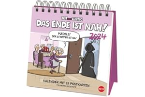 Holtschulte: Tot aber lustig Premium-Postkartenkalender 2024. Humorvoller Kalender zum Aufstellen oder Aufhängen. Kleiner Kalender mit 53 witzigen Postkarten.