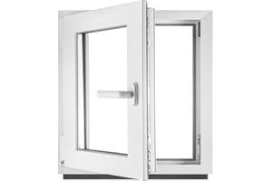 GENERIC Fenêtre en PVC blanc double vitrage 4/24/4 LxH 60 x 60 cm d'ouverture Gauche Toutes les tailles 600 x 600 mm Oscillo-battant 1 vantail - BauPlaza