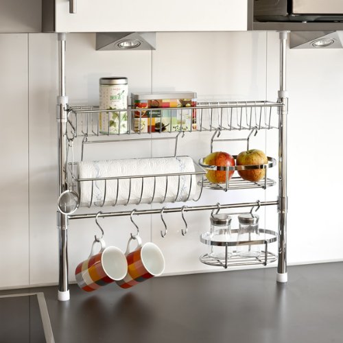 bremermann® Küchen-Teleskopregal inkl. Rollenhalter, Ablagekorb, Haken, 6416 - 4
