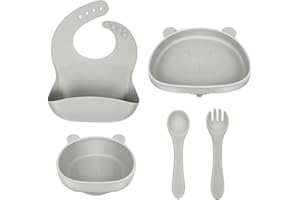 ZS ZHISHANG Baby Weaning Set,Baby Bowls Baby Plates Weaning Bowl Silicone Baby Feeding Set Weaning Plate Suction Bowls for Babies Weaning Baby Cutlery Set Baby Gifts