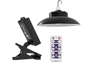 SHURZZESJ Luce per ombrello, luci solari per ombrellone, con telecomando, impermeabile, alimentata a energia solare, con clip, LED, ricaricabile, per patio, campeggio, escursionismo, giardino, decorazione per