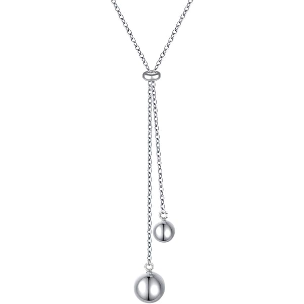 Flyow Collana Lariat A Y In Argento Sterling 925, Ciondolo A Due Cuori, Catena Regolabile 76 Cm, Con Panno E Confezione Regalo