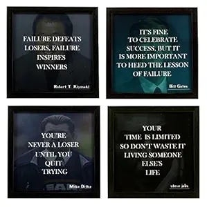 Indianara Framed Wall Hanging Motivational Quotes Posters - (Synthetic wood, 8,7x.87-inch, Multicolour) - Set of 4