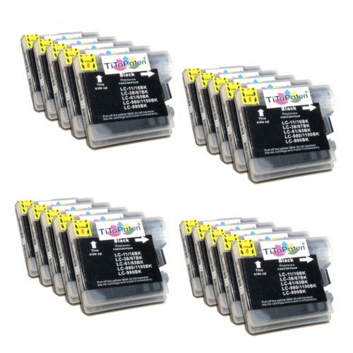 20 XL Patronen mit Chip, kompatibel zu Brother LC1100BK LC980BK je 22ml. Sie erhalten 20 Tintenpatronen LC1100BK Schwarz für Brother MFC-250C MFC-255CW MFC-290C MFC-295CN MFC-297C MFC-490CN MFC-5490CN MFC-5890CN MFC-790CW MFC-795CW MFC-6490CW MFC-6890CDW MFC-990CW DCP-145C DCP-163C DCP-165C DCP-167C DCP-185C DCP-195C DCP-365CN DCP-373CW DCP-375CW DCP-377CW DCP-383C DCP-385C DCP-J715W