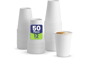 SNH Packing 12oz (Pack of 50) Heavy Duty White Coffee Disposable Cups - Single Wall Paper Cups for Expresso, Tea Cup, Coffee Cups & Water Cup - Perfect for Home, Parties & Offices