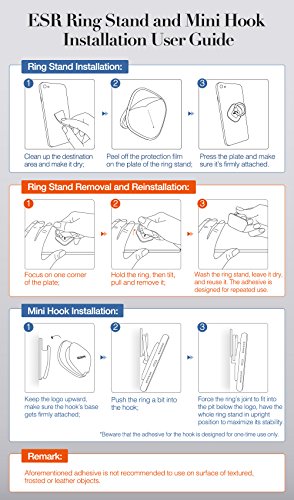 ESR  2 Unidades  Anillo para el M  vil con Soporte  Soporte para Tel  fono  Giratorio de 360    de Metal Soporte Anillo M  vil para iPhone 7  6s Plus 6  SE Samsung Galaxy  Xiaomi  Huawei  BQ  Negro  Oro Rosa 