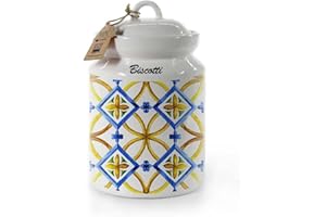 GICOS IMPORT EXPORT SRL Barattolo biscottiera biscuits contenitore in ceramica 15 * 24 cm decoro terra d'amuri 817069