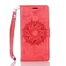 Produktbild Lonchee Huawei P9 Lite Wallet Tasche Brieftasche Schutzhülle ,Mandala Blumenmuster geprägt Muster Design Hochwertige PU Leder Folio Tasche Case Hülle im Bookstyle mit Standfunktion Kredit Kartenfächer (rot)