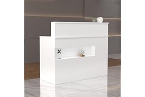 PREMTURE Mueble recepción con cajones, mostrador de recepción en Blanco,Mueble recepción,para vestíbulos de Empresas, recepciones de hoteles, Tiendas de Ropa, confiterías, fruterías 50 x 120 x 100 cm