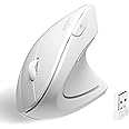 Perixx PERIMICE-713W Wireless Ergonomic Vertical Mouse - 2.4G Spec with USB Receiver - On/Off Switch - 6 Buttons Right Handed Design - White