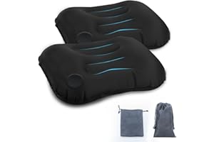 SIGANDG Paquete de 2 Almohadas Inflables de Viaje para Acampar Almohada de Playa Hinchable con Bolsa de Almacenamiento, diseño de Curva Corporal, Adecuado para Playa, Camping, Senderismo, Trekking