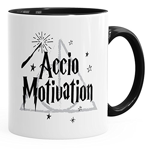 MoonWorks-Kaffee-Tasse-Accio-Motivation-Teetasse-Keramiktasse-Spruch-Tasse-Schwarz-Unisize