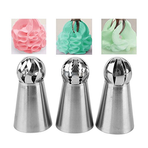 NALATI 3pcs Russische Spritztüllen Edelstahl Garniertüllen Düsen Set Blumen Cupcake Dekoration
