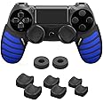 NiTHO Gaming Kit for PS4 Controller, Customizing Anti-Slip Protective Cover Grip Handle with Analog Mini-Stick Precision Rings and 3 Sizes of Thumb Grip Caps, Enhancers Accessories for PS4 - Blue