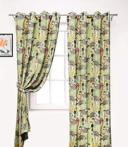Ultimate Trends Premium Polyester Digital Printed Fancy Kids Room Grommet Curtains for Window, 5 feet, Pack of 2 Piece ,Olive Green , (UTCR-1468_LF_F)