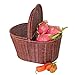 Produktbild CHENGYI Brown Rattan Handkorb Haus mit Abdeckung Lebensmittel Obst Korb Kreativ Pastoral Korb Outdoor Picknick Korb Pflanze Rattan Handgefertigte Stahl Rahmen ( größe : Kleine )