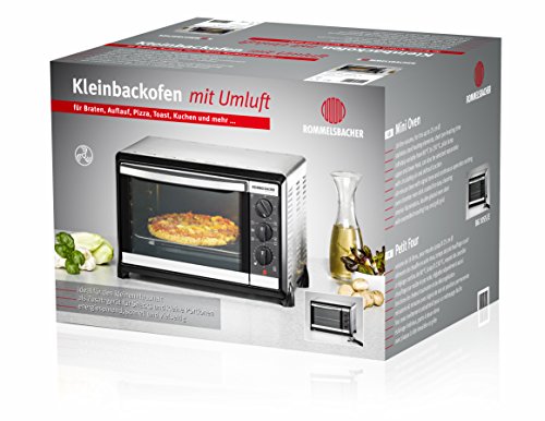 ROMMELSBACHER BG 1055/E Kleinbackofen mit Umluft / 18 Liter / 7 Heizfunktionen / Doppelverglasung mit Backraumdichtung / Innenbeleuchtung/ Top Zubehör / 1050 W / Edelstahl - 5