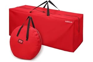 CABILOCK - Borsa portaoggetti natalizia, impermeabile, in tessuto Oxford, motivo natalizio, con, colore: rosso