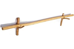 CREEDWOOD HOLZ STANGE Vara | Teakholz, 170cm mit Wandhaken | Deko Stange, Ast Aufhänger, Teak Gardinenstange, Treibholz Vorhangstange, Garderoben Stange