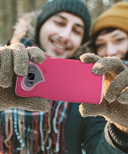 Vena Funda Galaxy S8 Plus  Carcasa  vLove   En Forma de coraz  n   Protecci  n de Doble Capa  Cubierta de Parachoques h  brida para Samsung Galaxy S8   Rosas Fuertes Rosa 
