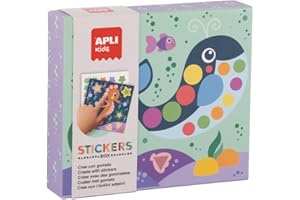 APLI Kids 20075 - Juego de gomets para completar Las Ilustraciones- Pegatinas Multicolor geométricas con fichas en Caja de cartón -Modelo Oceano