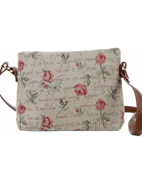 Kleine, verstellbare Royaltex Schulter/Umhängetasche für Damen (Rote Rosen) - im Gobelin-Stil