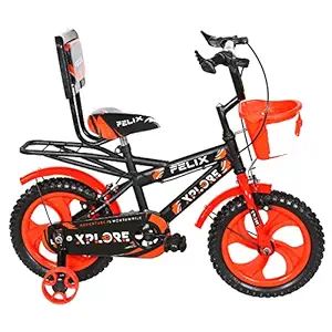 FELIX XPLORE 14 Inches Single Speed Magwheel Tubeless Tyre Cycle for Kids, Cushioned Backrest, Age Group - 3 to 5 Years, Quick Release (1st time in India), Available in 4 Colors - Semi Assembled