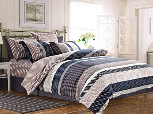 155×220 cm Bettwäsche mit 1 Kissenbezug 80×80 Renforcé Bettwäscheset Bettbezüge 100% Baumwolle Bettwäschegarnituren Reißverschluss Diamond Collection Boris beige blau dunkelblau - 2