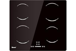 GIONIEN Induction Hob 60cm,4 Burners Electric Cooktop, 4 Zone Cooker, Child Lock,Black Ceramic Glass,Bulit in Worktop,Timer,Auto Switch Off,6400W,GIB464SC