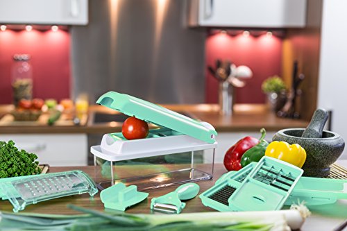 NEU Original TV Genius Nicer Dicer Plus – 14 tlg. Genius Mintgrün + Bananenschneider (Mintgrün/Gelb) - 2
