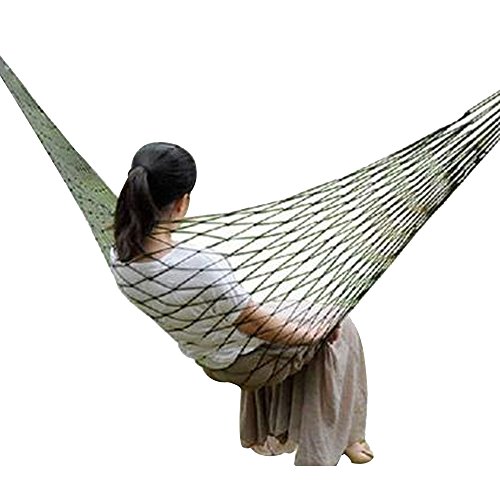 Lmeno Große Tragbar Hängematte Hängesessel Aufhängen Netz Schlafenbett Outdoor Garten Reisen Camping aus Nylon ca. 270 x 80cm, belastbar bis ca.100kg