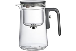 RORA Enchanti - Tetera de vidrio mágico de brujería, diseño magnético de separación de agua, infusor de borosilicato con colador para hojas sueltas y tés de hierbas, ideal para tetera (600 ml, gris)