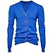 Produktbild Swallowuk Herren Strickjacke Vintage Herbst Winter Warm Slim Fit Strickpullover Männer Jacke Mantel Open Cardigan V-Ausschnitt Sweatshirt Outwear Knitwear (L, Blau)