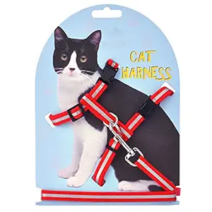 Jainsons Pet Product Reflective Adjustable Cat Harness Nylon Strap Collar with Leash
