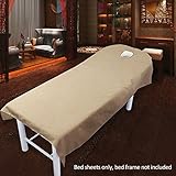 SUPEWOLD Housse de table de massage, drap de lit de massage, pour table de soins de SPA, de beauté, de cosmétique, avec trou pour le visage, drap-housse en tissu éponge, Carmel, 80cmx190cm