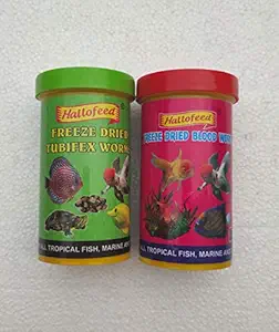 Fish-O-Fish Hallofeed Freeze Dried Blood Worms 20gm + Hallofeed Tubifex Worm 40gm (Combo Pack)