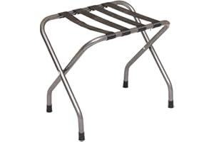 Mabel Home Porte-bagages pliable en métal avec sangles en nylon, 5 modèles et 3 couleurs, pour hôtel, chambre d'amis, placard (200 gris)