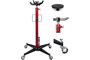 Verda Getriebeheber hydraulisch 600kg, Arbeitshöhe 118-198 cm, Motorheber mit 4 Lenkrollen und Fußpedal, Faulenzer Motorblock Hydraulik Heber Wagenheber