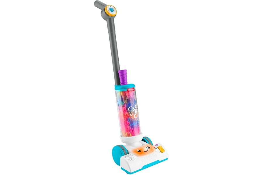 Fisher-Price Toddler Toy Laugh & Learn 2-in-1 Vacuum with Duster, Lights & Music for Pretend Play Kids Ages 2+ Years, Multilanguage Version, JMM33