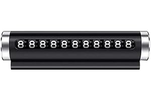 PORFEET Temporary Parking Plate, Stylish Car Temporary Stop Metal Parking Card Rotate Phone Number Display Plate