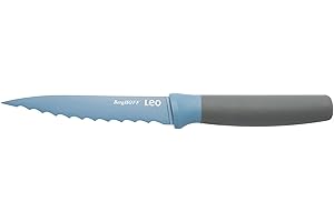 BergHOFF Leo en céramique Anti-adhésive dentelé Couteau Utilitaire, Bleu, 11.5 cm