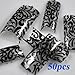 SODIAL(R) 50 Charming Clear Black Floral Design French Acrylic False Nail Art Tips NEW