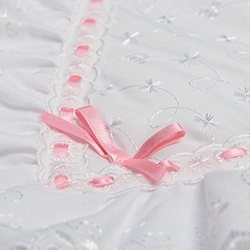 Silver Cross Dolls Bedding Set White with Pink Ribbon